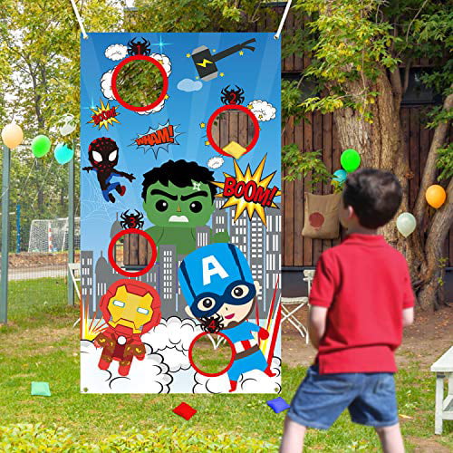 Toss Games with 4 Bean Bags Carnival Games Toss Games Banner for Birthday Party Decoration Indoor Outdoor Throwing Game Party Supplies for Kids 
